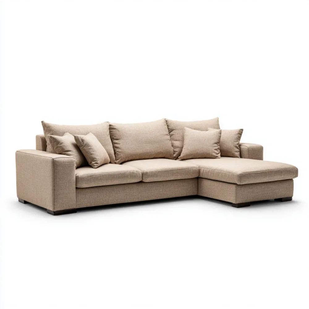 コーナーソファセット ポリエステル 250x150x85 cm – ベージュ – モダンスタイル-Vintagehomeeu