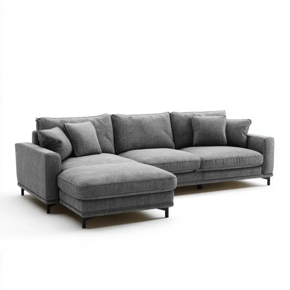 コーナーソファ 布製 250x90x85 cm - グレー - モダンデザイン-Vintagehomeeu