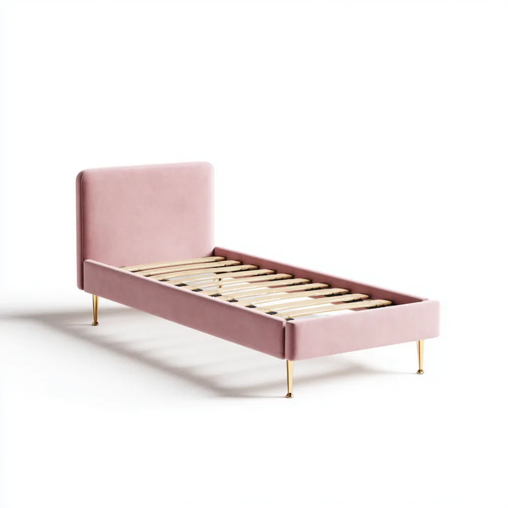 シングルベッドフレーム ベルベット 200x90x35 cm - ピンク