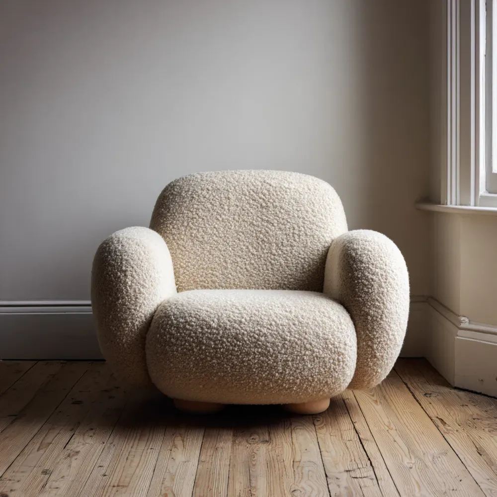 アームチェア 布製 70x80x75 cm – クリーム色 – モダンデザイン