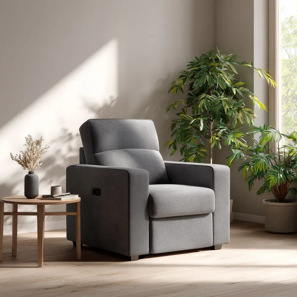 リクライニングアームチェア 布張り 90x85x100 cm – グレー – 現代デザイン