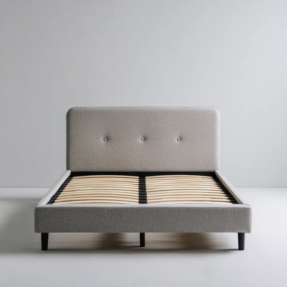 ベッドフレーム ファブリック張り 140x200x35cm – グレー – モダンスタイル