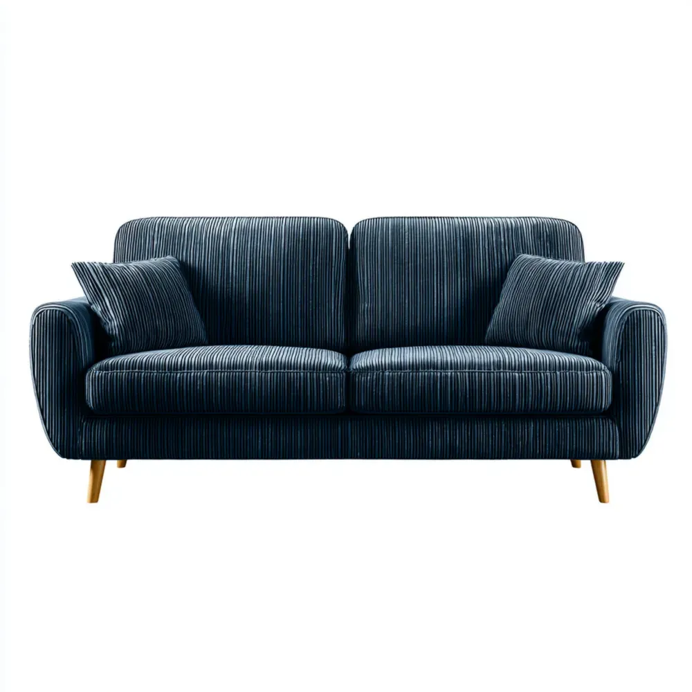 ソファセット ベルベット製 180x90x85 cm – ダークブルー – モダンデザイン