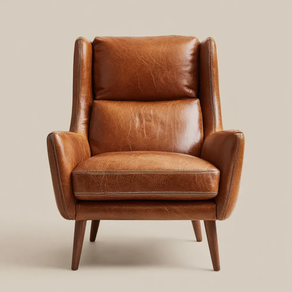 アームチェア レザー 85x90x100 cm - ブラウン