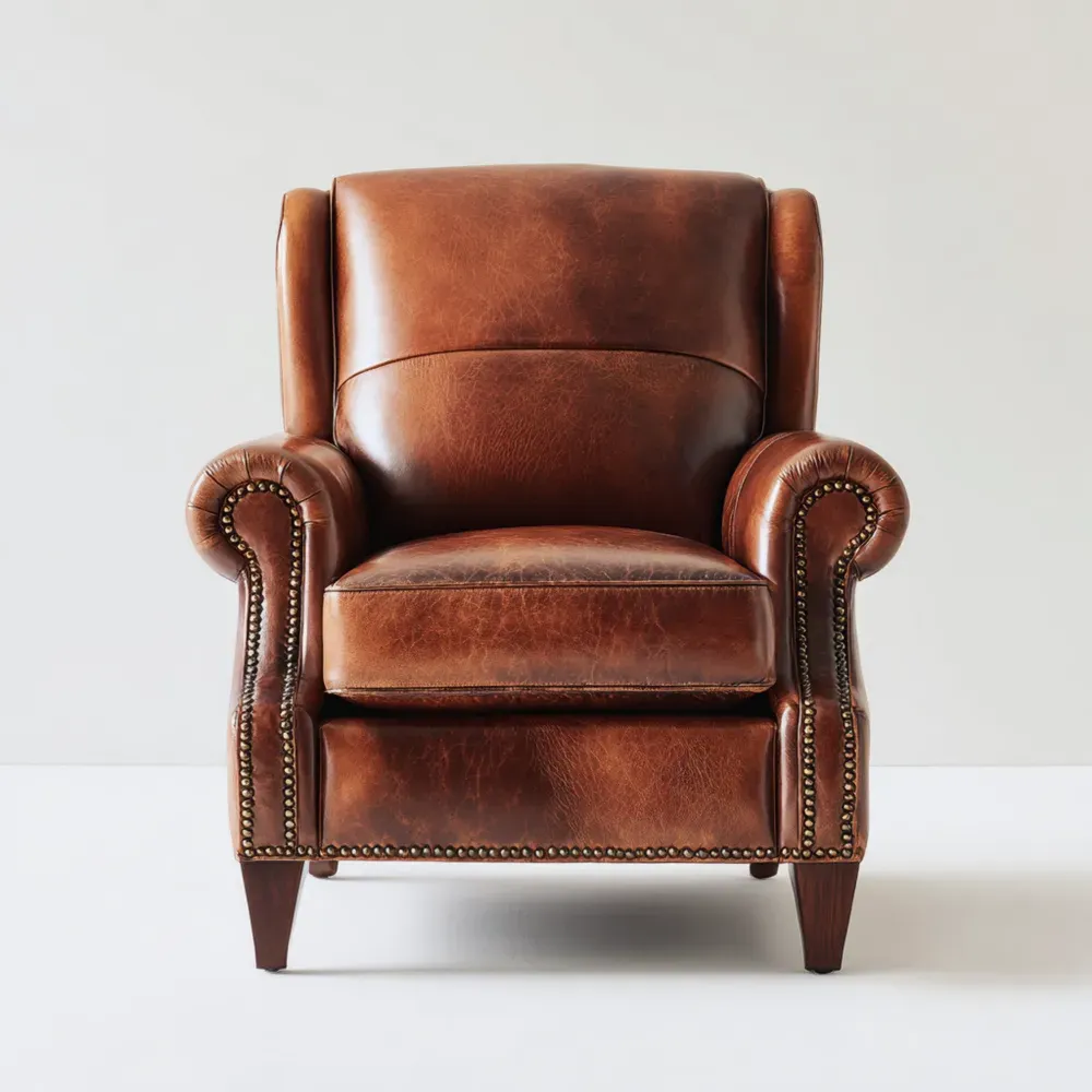 アームチェア 本革 75x90x105 cm – ブラウン – クラシックデザイン