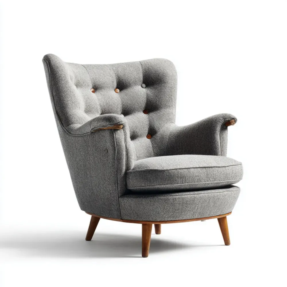 アームチェア 布製 85x90x100 cm – グレー – レトロスタイル