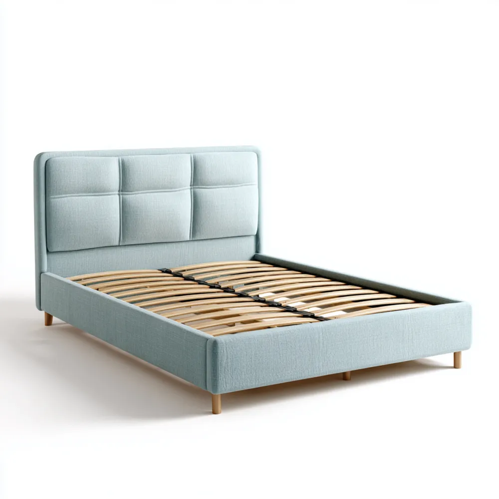 ベッドフレーム 布張り 140x200x30 cm – ライトブルー – モダンデザイン