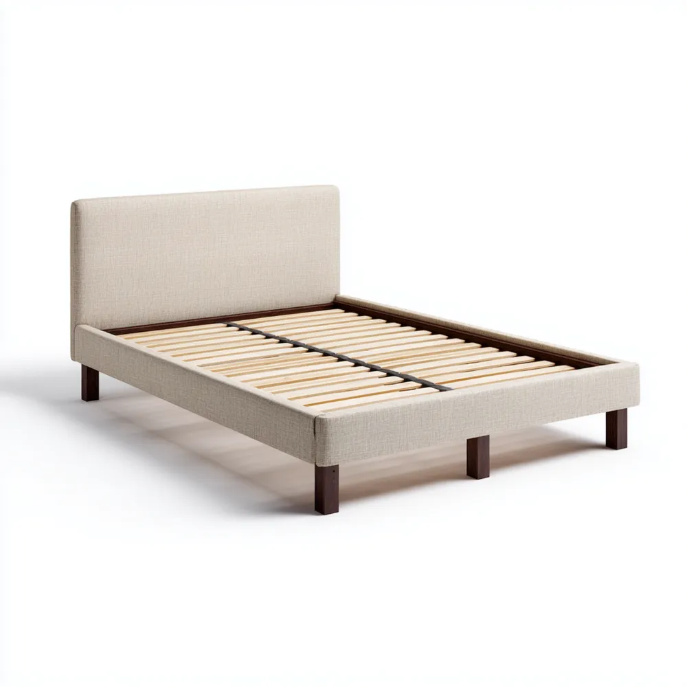 ベッドフレーム ファブリック 150x200x100 cm - ベージュ - シンプルデザイン