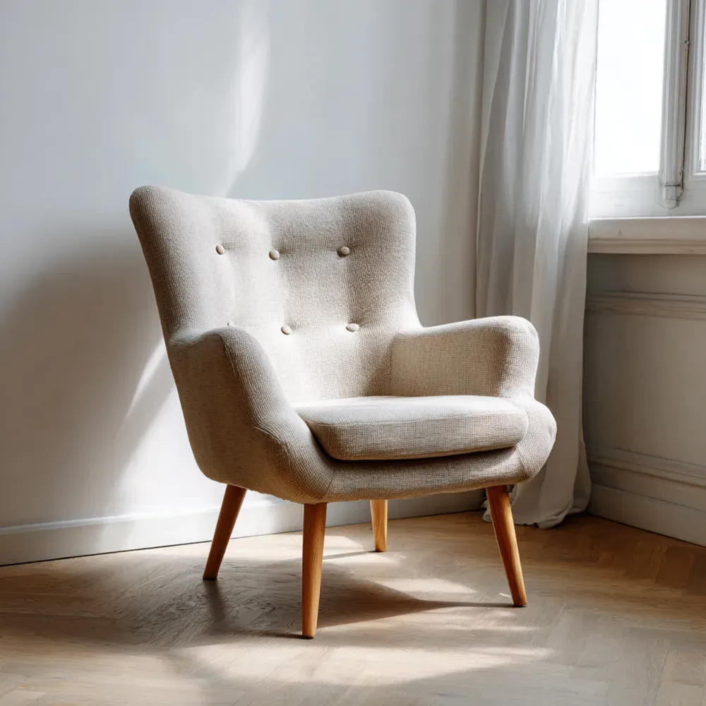 アームチェア 布製 75x80x90 cm – ベージュ – シンプルデザイン