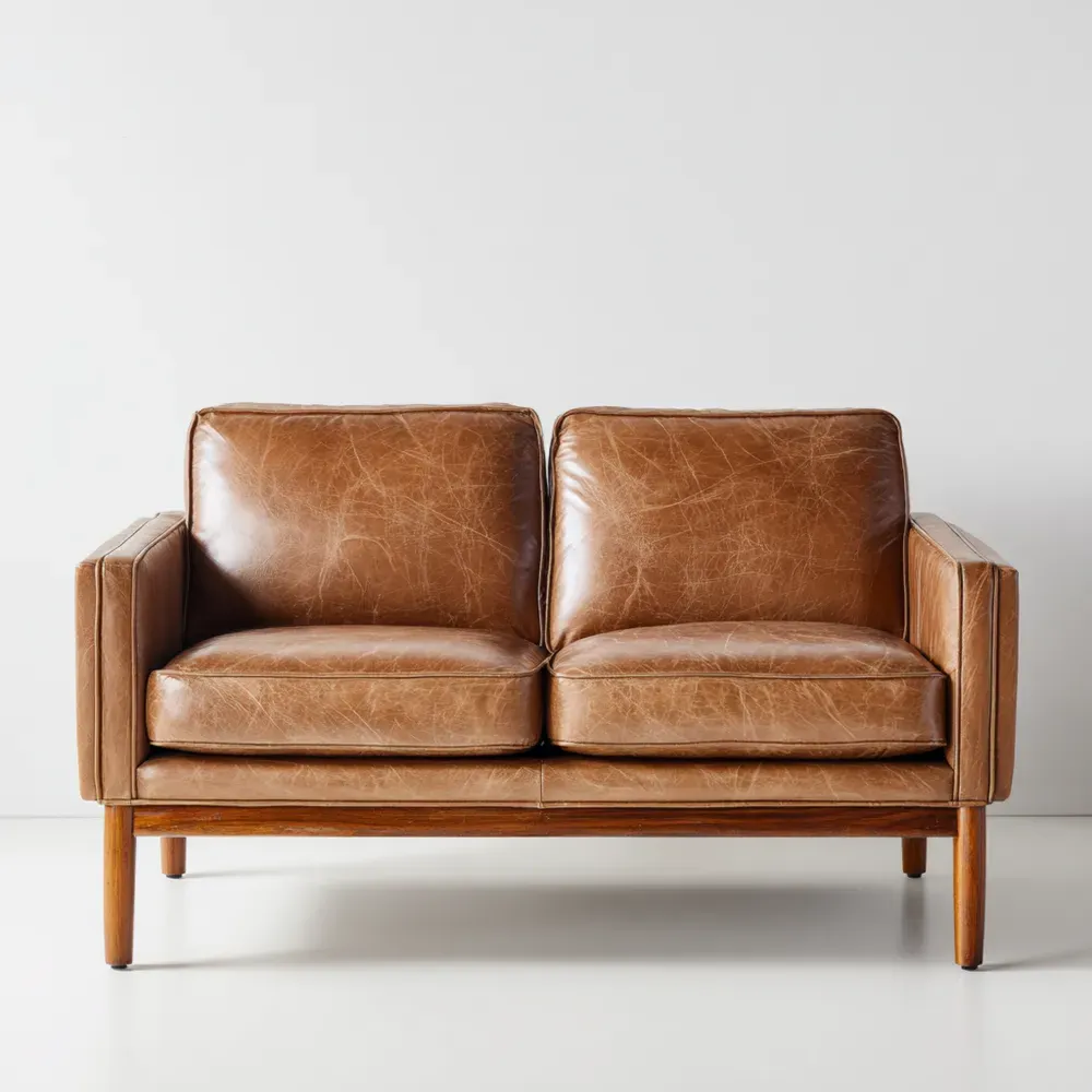 2人掛けソファ 本革 150x80x85 cm – ブラウン