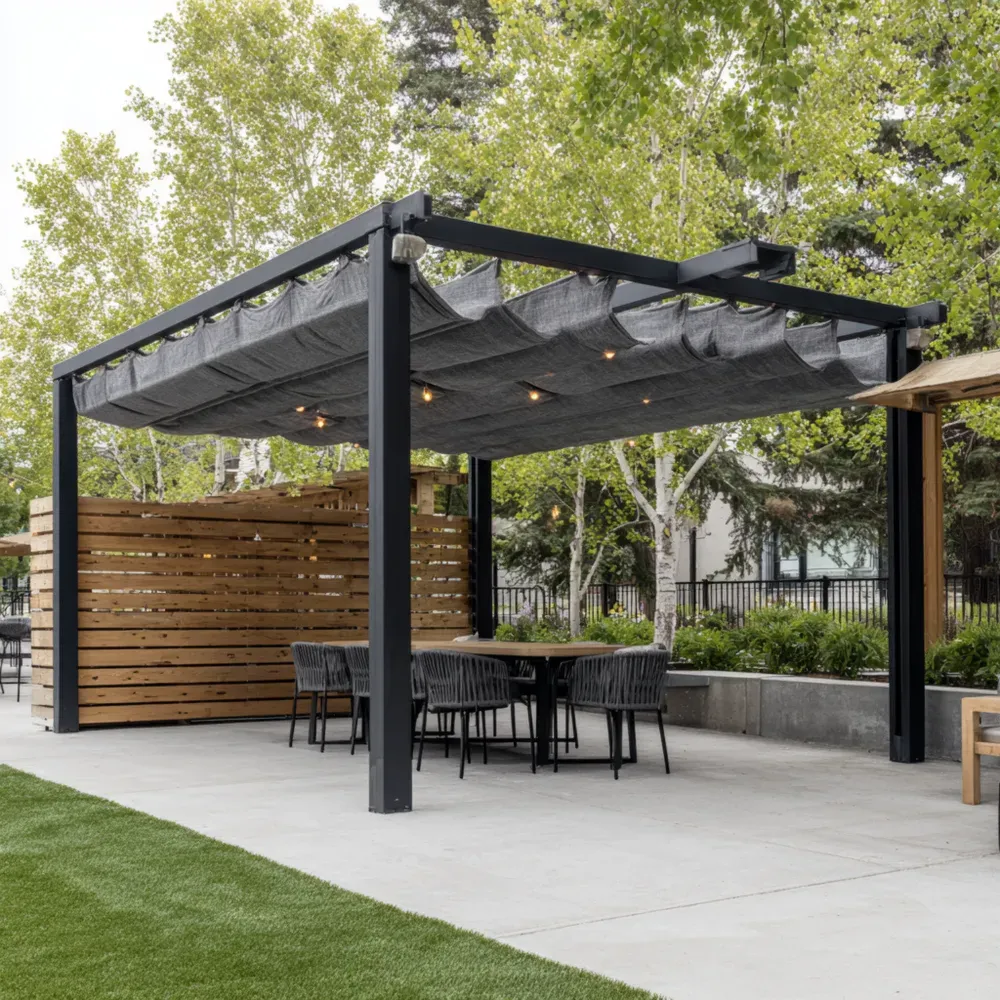パーゴラ 金属製 4x3x2.5m - ブラック - 屋外用