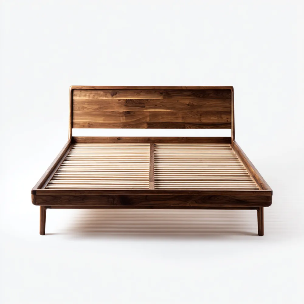 木製ベッドフレーム 210x160x100 cm ウォルナット – ミッドセンチュリーモダン