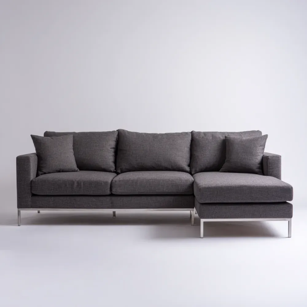 L字型ソファ 3人掛け 布製 250x85x70 cm – ダークグレー