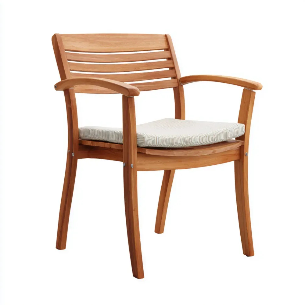 ガーデンダイニングチェア 木製 60x65x85 cm - ナチュラル - クッション付