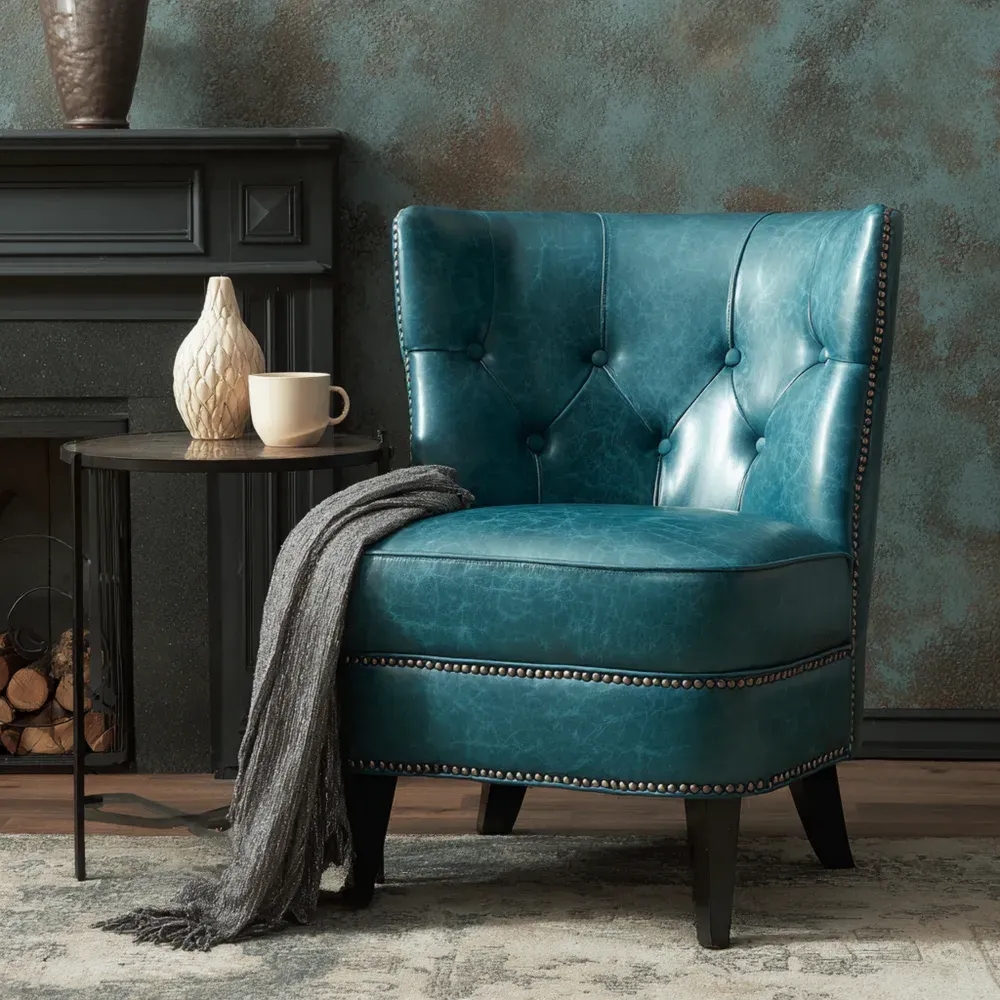 アームチェア 合成革 75x80x85 cm – ブルー – クラシックデザイン