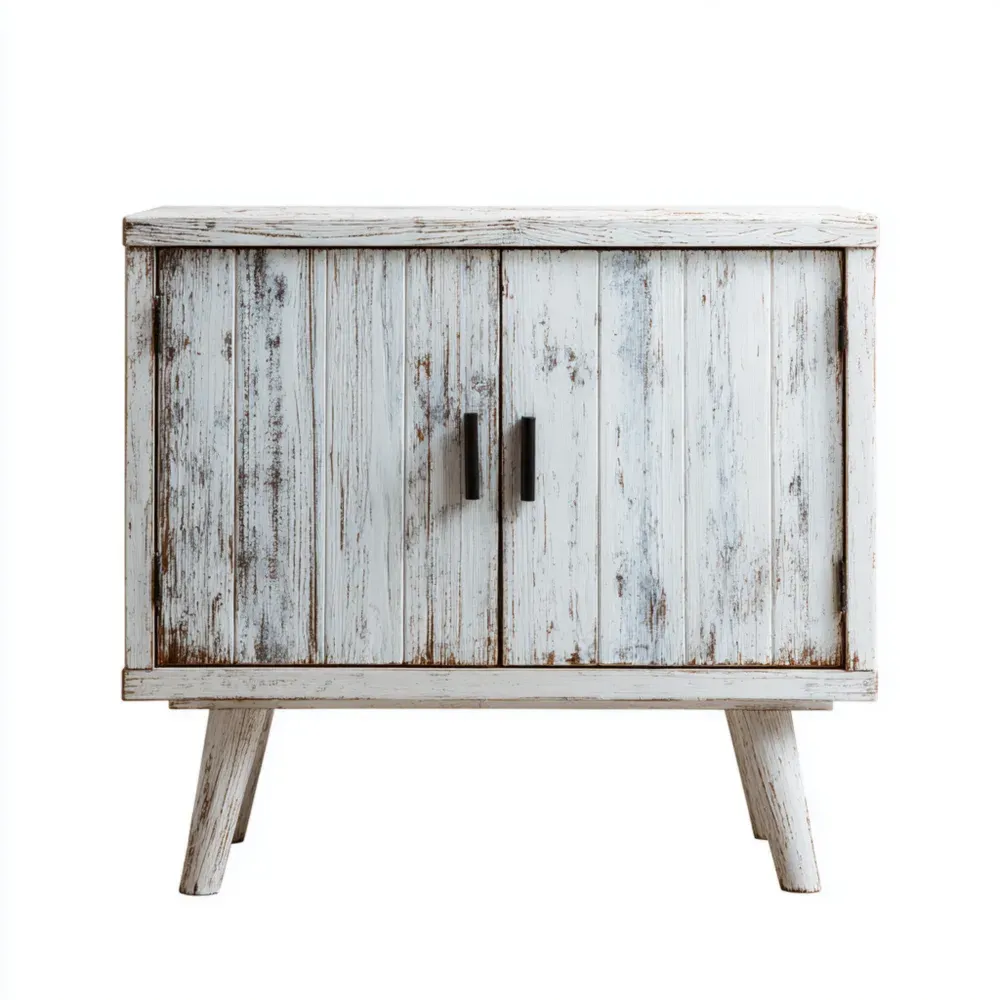 収納キャビネット 木製 80x40x75 cm – アンティークホワイト – ヴィンテージデザイン