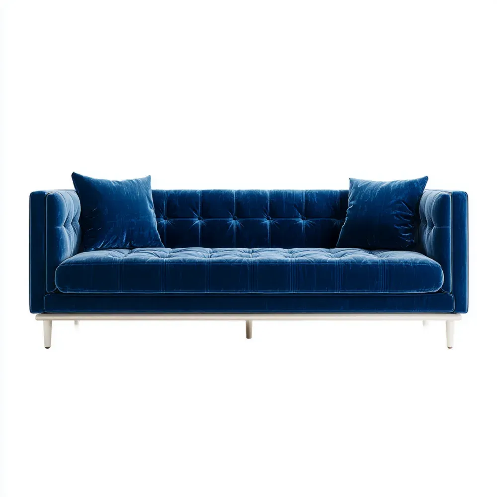 3人掛けベルベットソファ 220x85x75 cm – ブルー