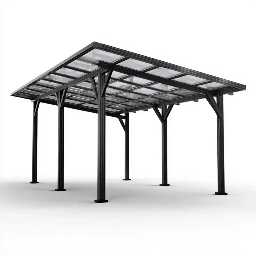 アルミ製パーゴラ 300x400x200cm - ブラック モダンデザイン