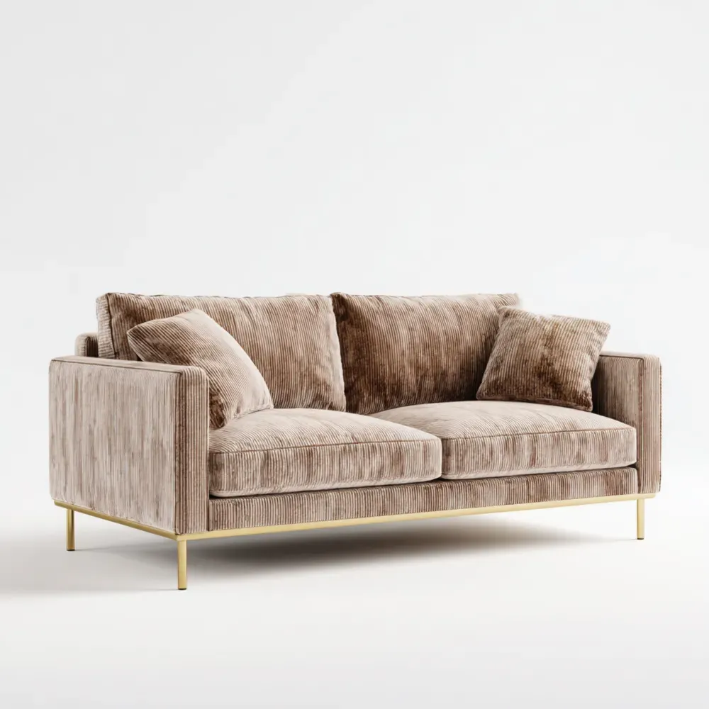 ソファセット コーデュロイ 200x90x80 cm – ベージュ – モダンデザイン