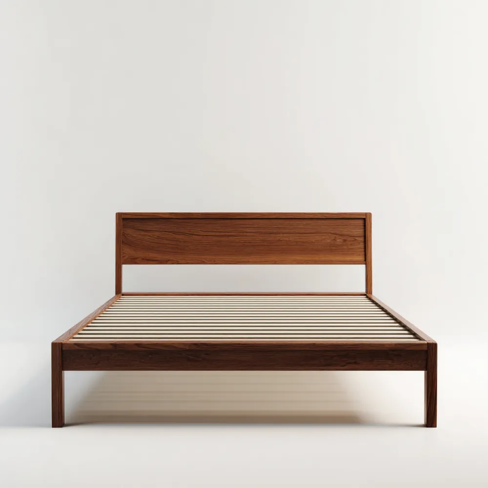 ナチュラルウッドベッドフレーム 200x150x35 cm – モダンデザイン