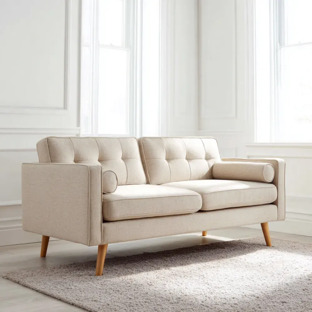 ソファセット 布製 180x85x75 cm – ベージュ – ミッドセンチュリーモダンデザイン