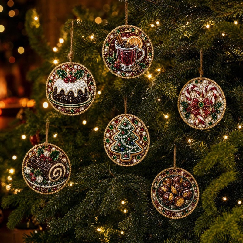 Magically Mailed DIY Diamond Painting Christmas Ornaments – 6PCS Set