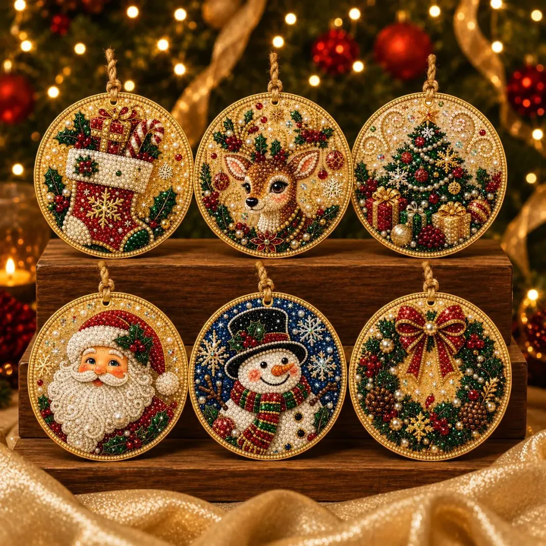 Magically Mailed DIY Diamond Painting Christmas Ornaments – 6PCS Set