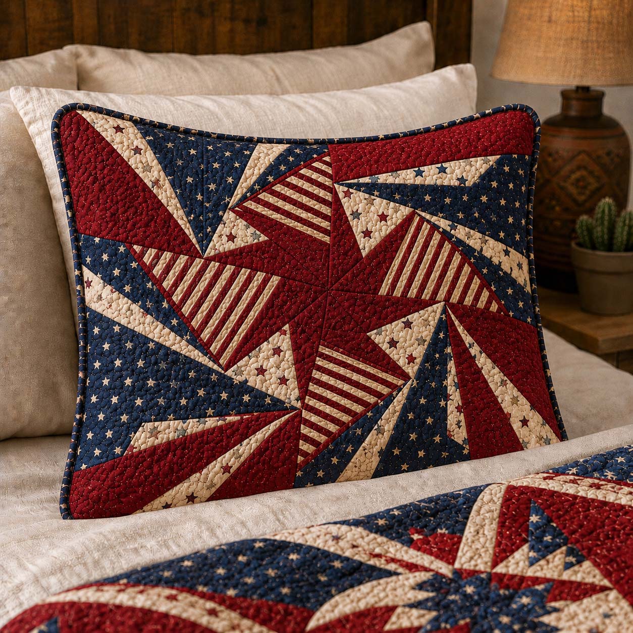 Magically Mailed Freedom Barn Star Quilted Bedding Pillow Case