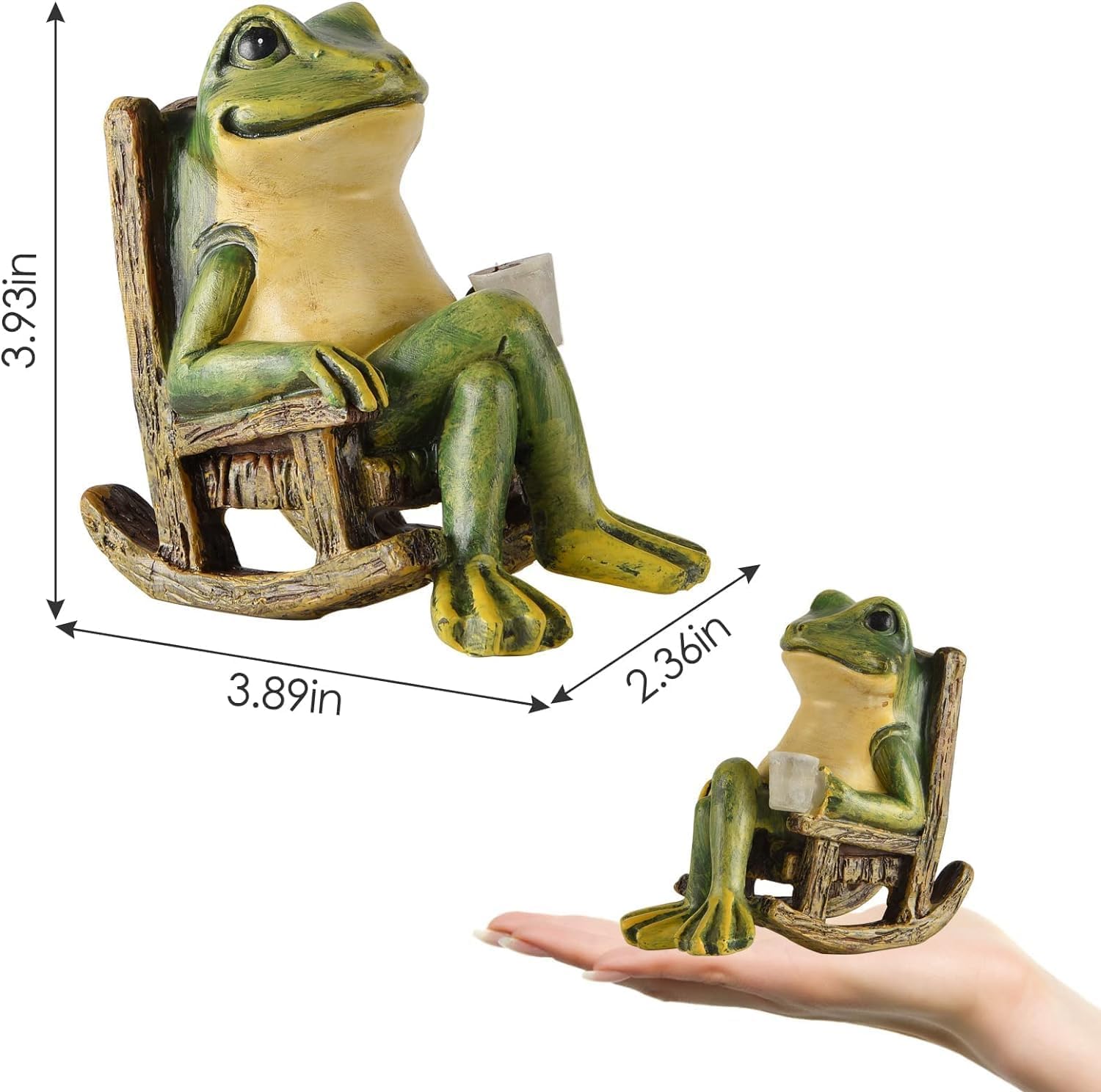 Mini Garden Statue Mom Dad Gifts Home Decorations Fairy Garden Accessories Outdoor Lights Solar Garden Frog Decor Art Housewarming Gift for Patio,Yard,Lawn Ornament