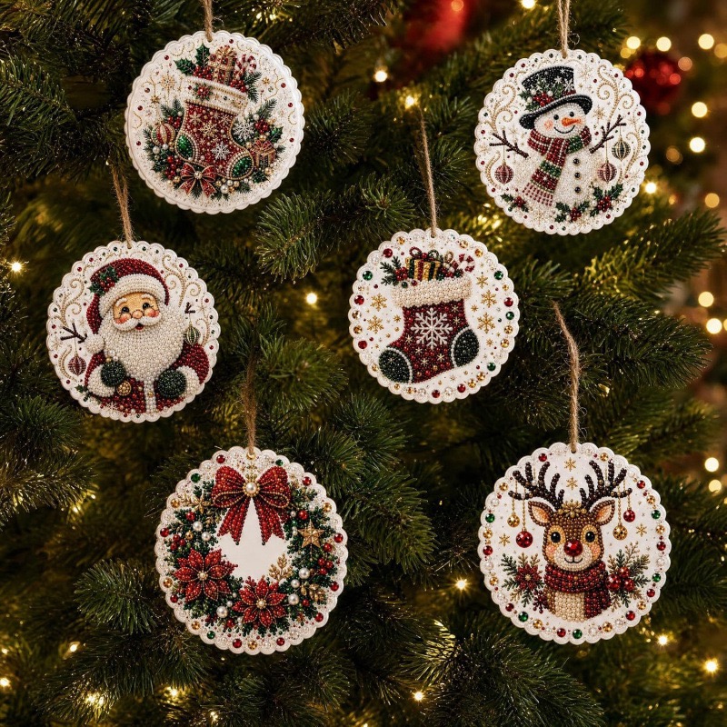 Magically Mailed DIY Diamond Painting Christmas Ornaments – 6PCS Set