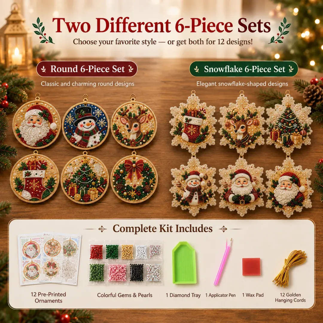 Magically Mailed DIY Diamond Painting Christmas Ornaments – 6PCS Set