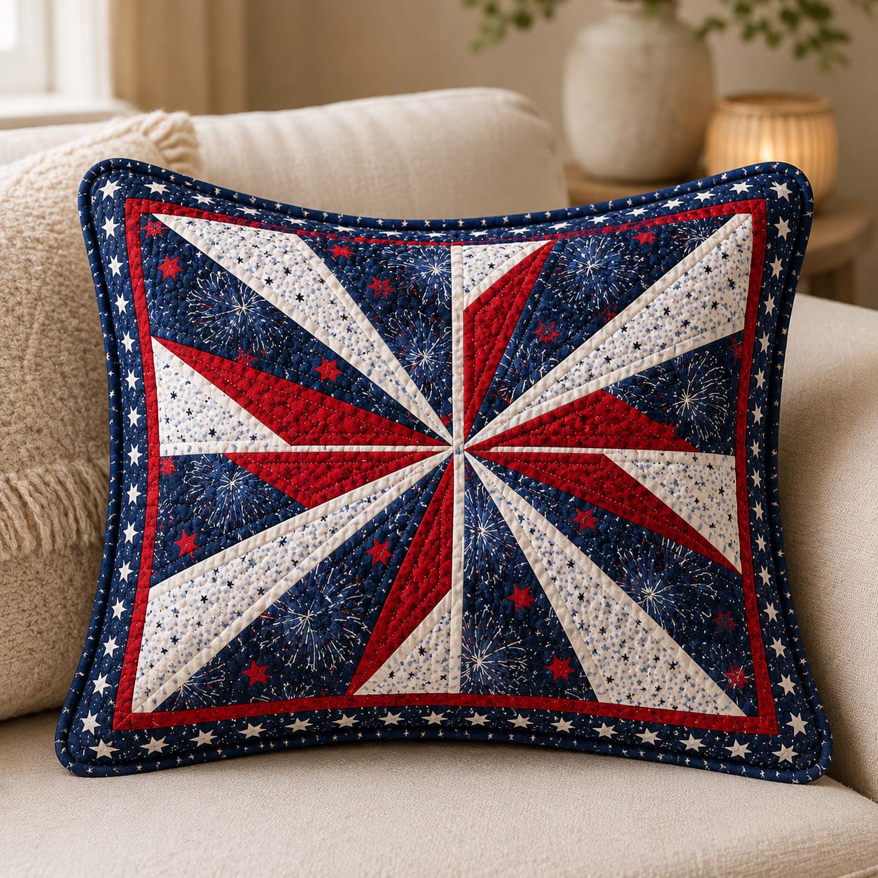 Magically Mailed Firework Pinwheel Quilted Bedding Pillow Case