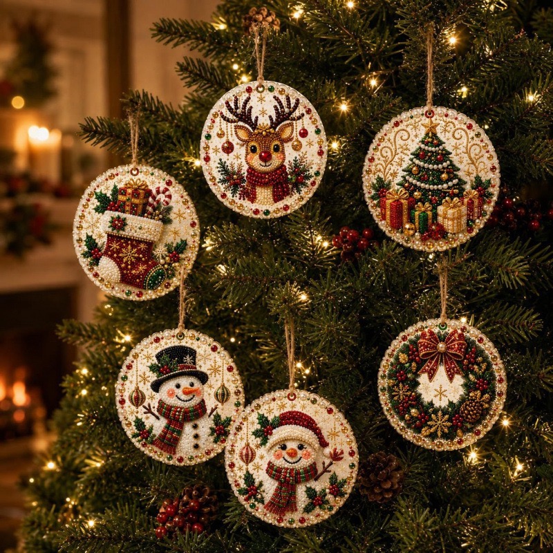 Magically Mailed DIY Diamond Painting Christmas Ornaments – 6PCS Set