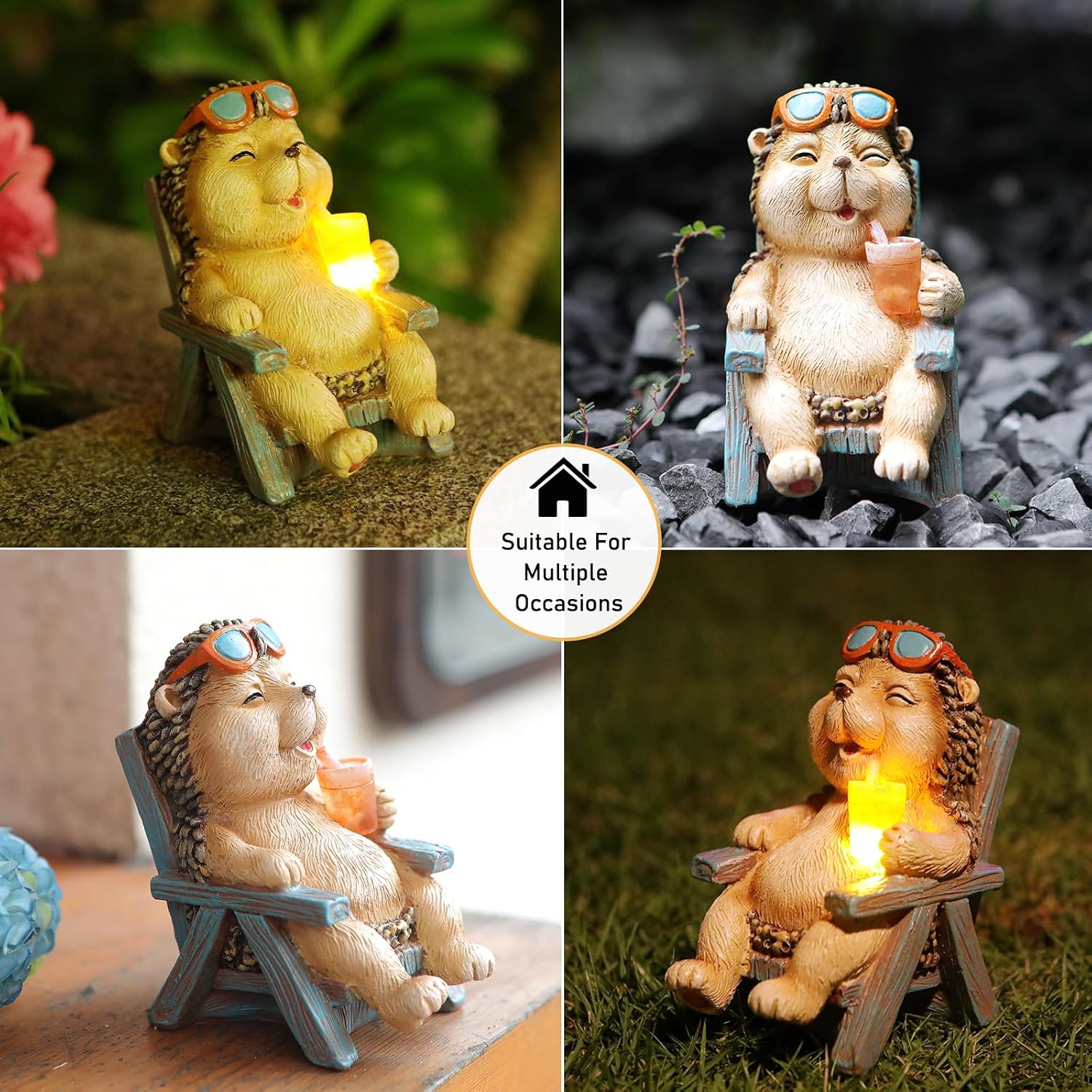 Mini Garden Statue Mom Dad Gifts Home Decorations Fairy Garden Accessories Outdoor Lights Solar Garden Frog Decor Art Housewarming Gift for Patio,Yard,Lawn Ornament