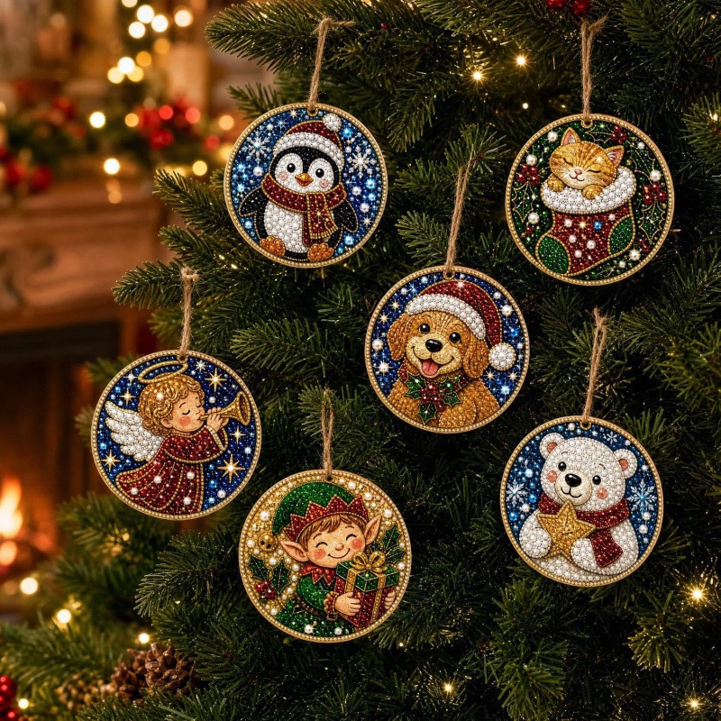 Magically Mailed DIY Diamond Painting Christmas Ornaments – 6PCS Set