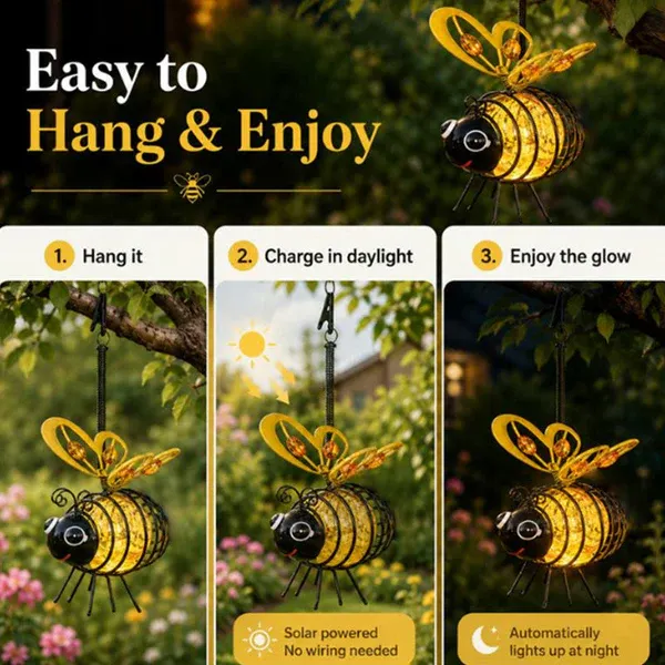 Magically Mailed LIMITED-TIME 50% OFF! Hanging Solar Bee Light – Spread Joy Day and Night 🌞🌜