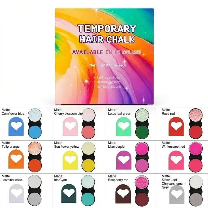 🎃【Halloween】12pcs Temporary Hair Chalk Hair Dye, Washable Hair Color Makeup For Sport Events Halloween Christmas