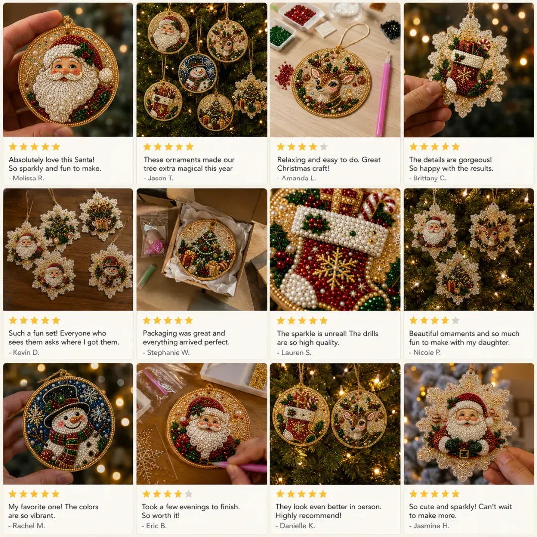 Magically Mailed DIY Diamond Painting Christmas Ornaments – 6PCS Set