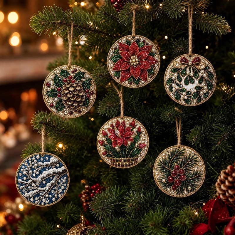Magically Mailed DIY Diamond Painting Christmas Ornaments – 6PCS Set