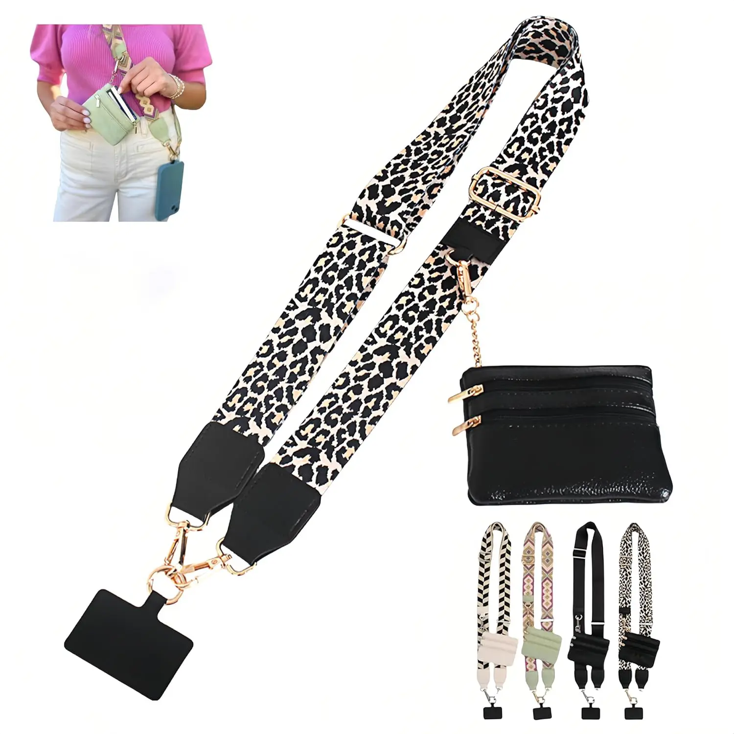 Clip and Go Strap for Phone With Wallet Crossbody, Phone Strap With Wallet