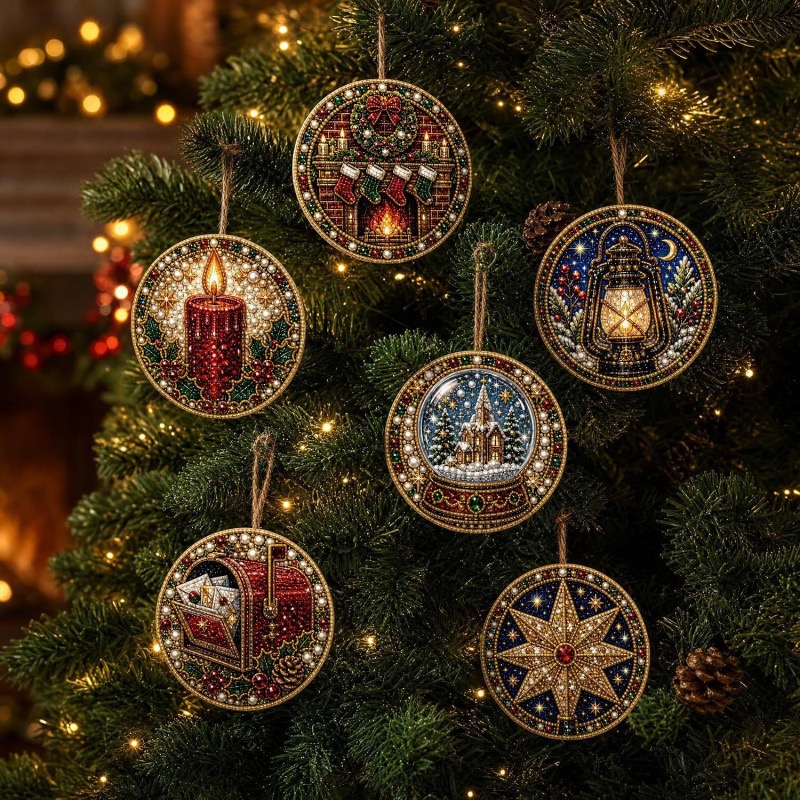 Magically Mailed DIY Diamond Painting Christmas Ornaments – 6PCS Set