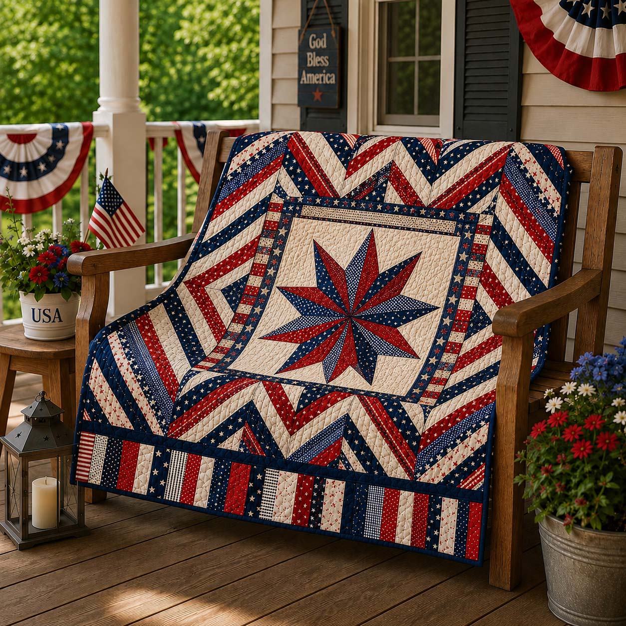 Magically Mailed Americana Compass Quilted Blanket