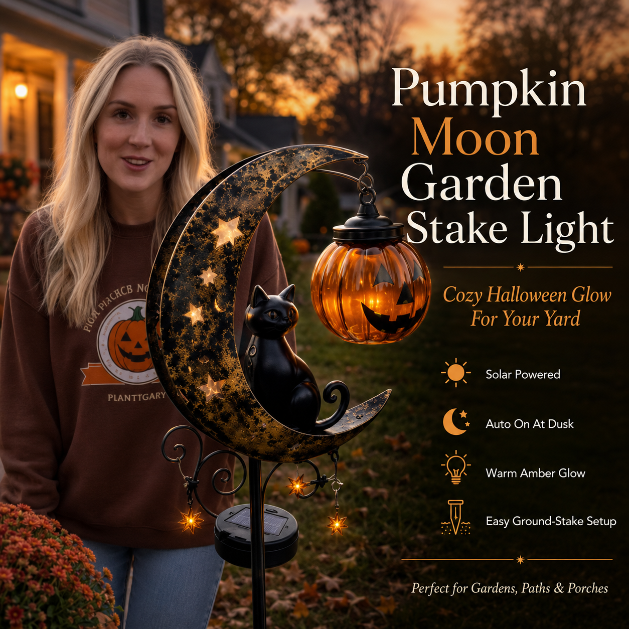 Magically Mailed Halloween Early Bird Sale | 49% OFF Pumpkin Moon Garden Stake Light