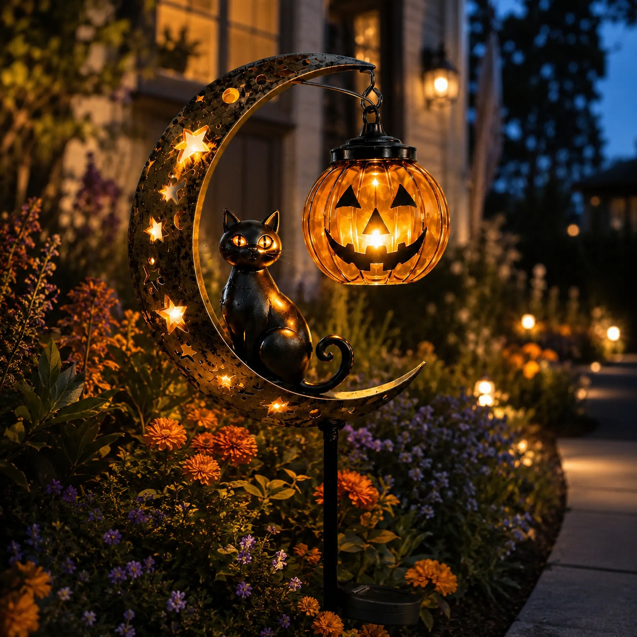 Magically Mailed Halloween Early Bird Sale | 49% OFF Pumpkin Moon Garden Stake Light