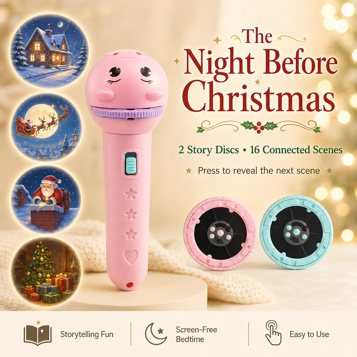 ✨📖Kids Storytelling Projection Flashlight – Interactive Story Projector Toy