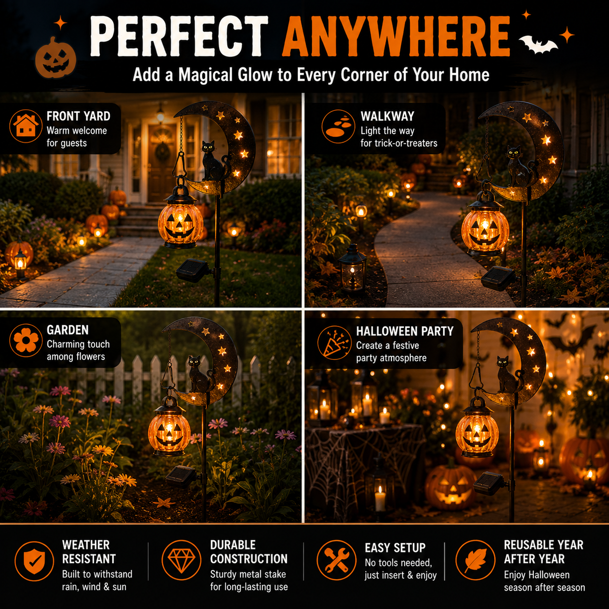 Magically Mailed Halloween Early Bird Sale | 49% OFF Pumpkin Moon Garden Stake Light