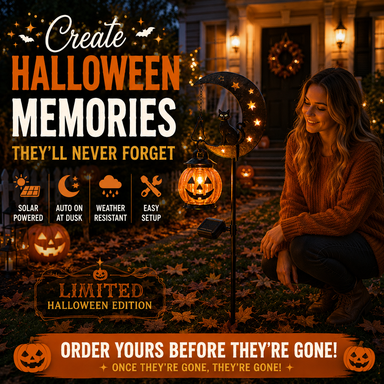 Magically Mailed Halloween Early Bird Sale | 49% OFF Pumpkin Moon Garden Stake Light