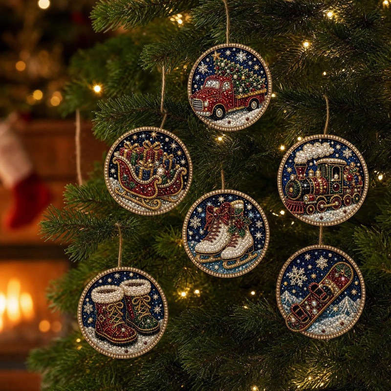Magically Mailed DIY Diamond Painting Christmas Ornaments – 6PCS Set