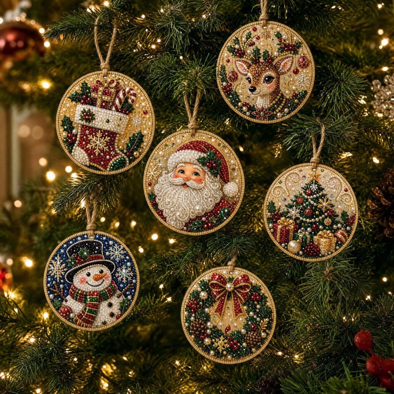 Magically Mailed DIY Diamond Painting Christmas Ornaments – 6PCS Set