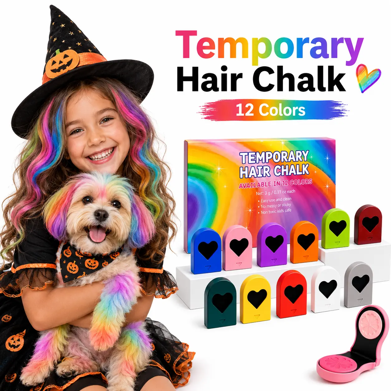 🎃【Halloween】12pcs Temporary Hair Chalk Hair Dye, Washable Hair Color Makeup For Sport Events Halloween Christmas